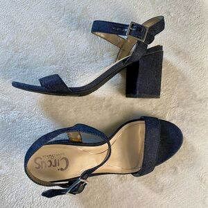 Circus by Sam Edelman | Dark Blue Denim Block Heel Sandals | Sz 7.5